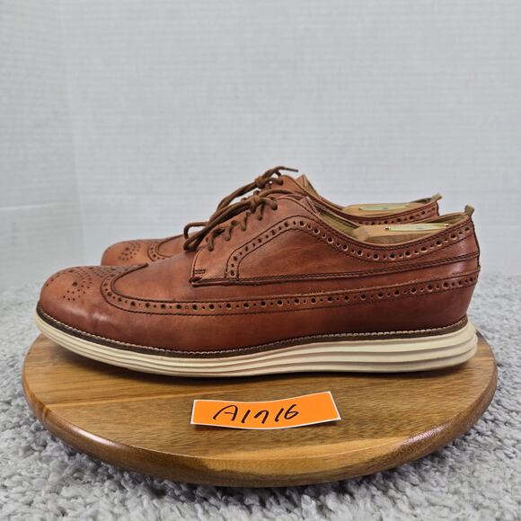 Cole Haan Original Grand Brown Woodbury Long Wingtip Daily Casual Oxford Mens 10 - Picture 1 of 12